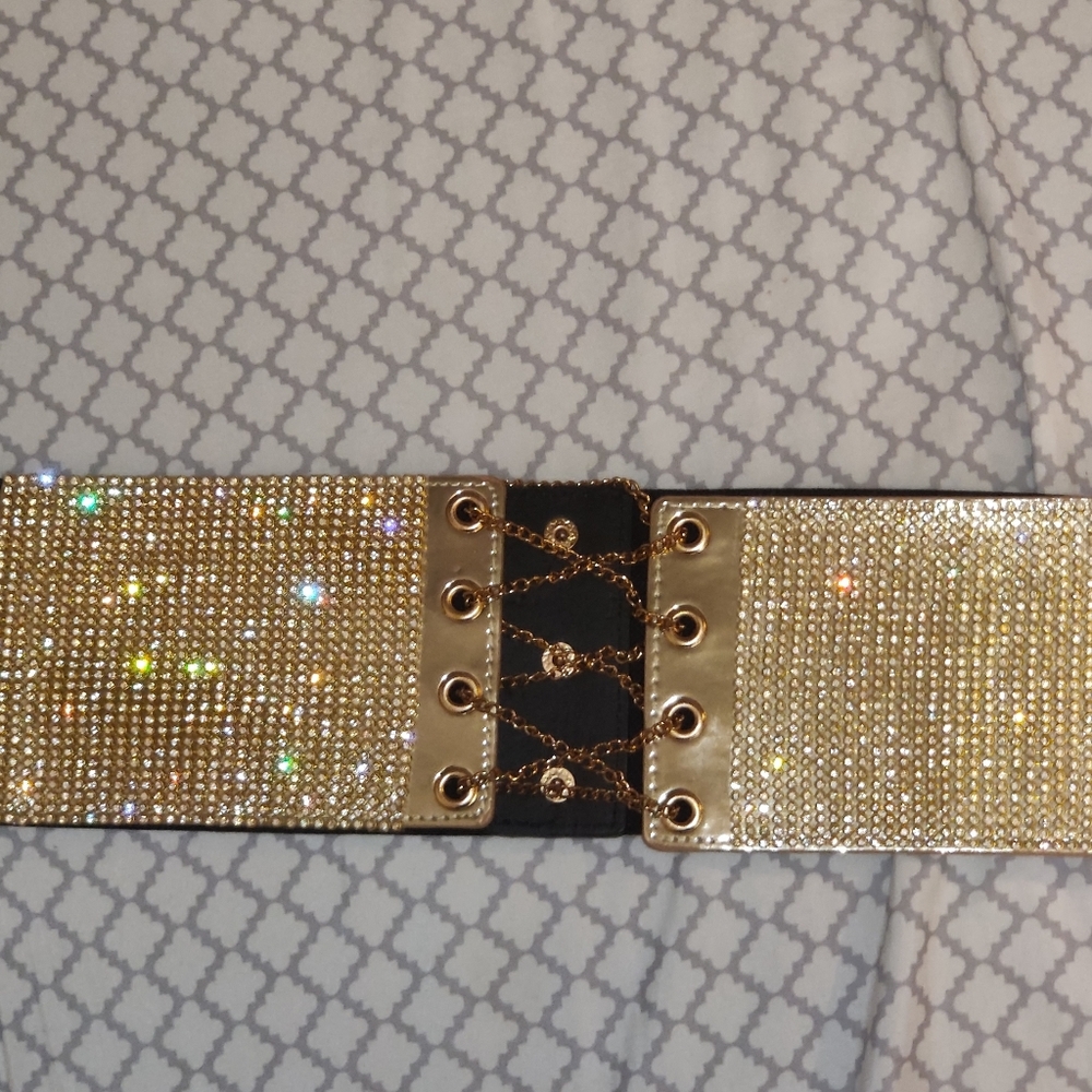 Gold corset style waist belt